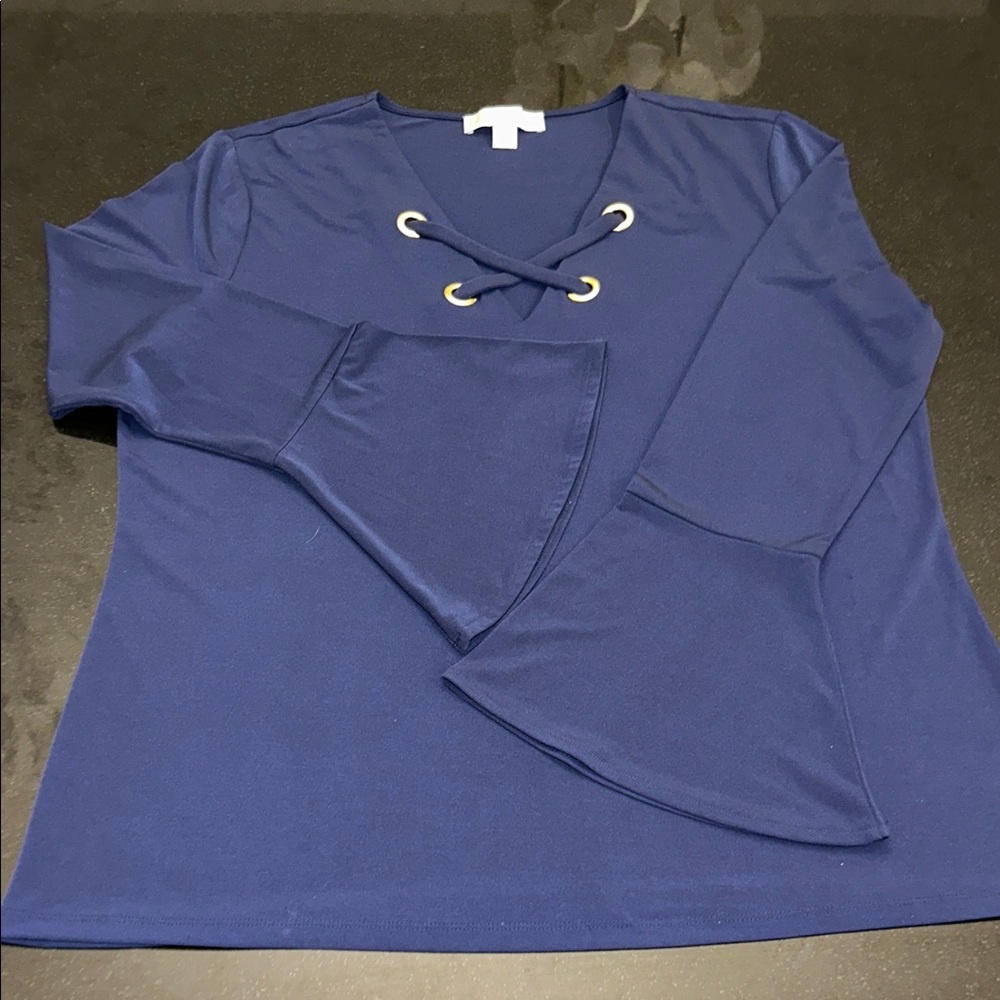 Michael Kors Blue Lace-Up Blouse